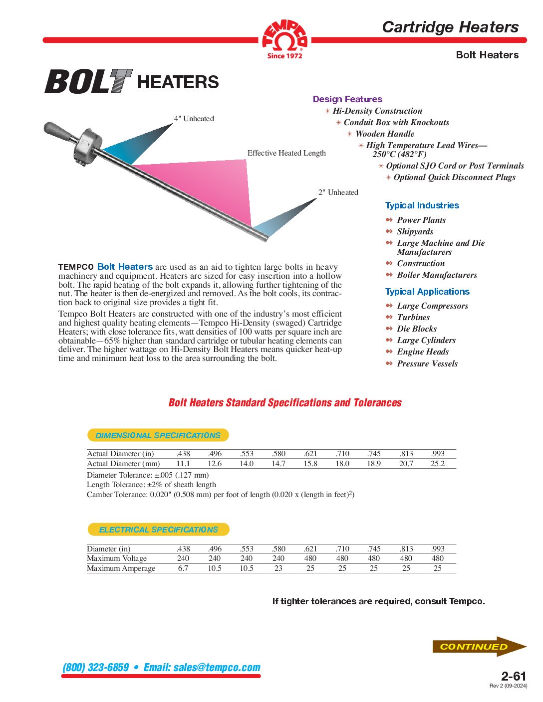 Bolt Cartridge Heater Catalog Pages