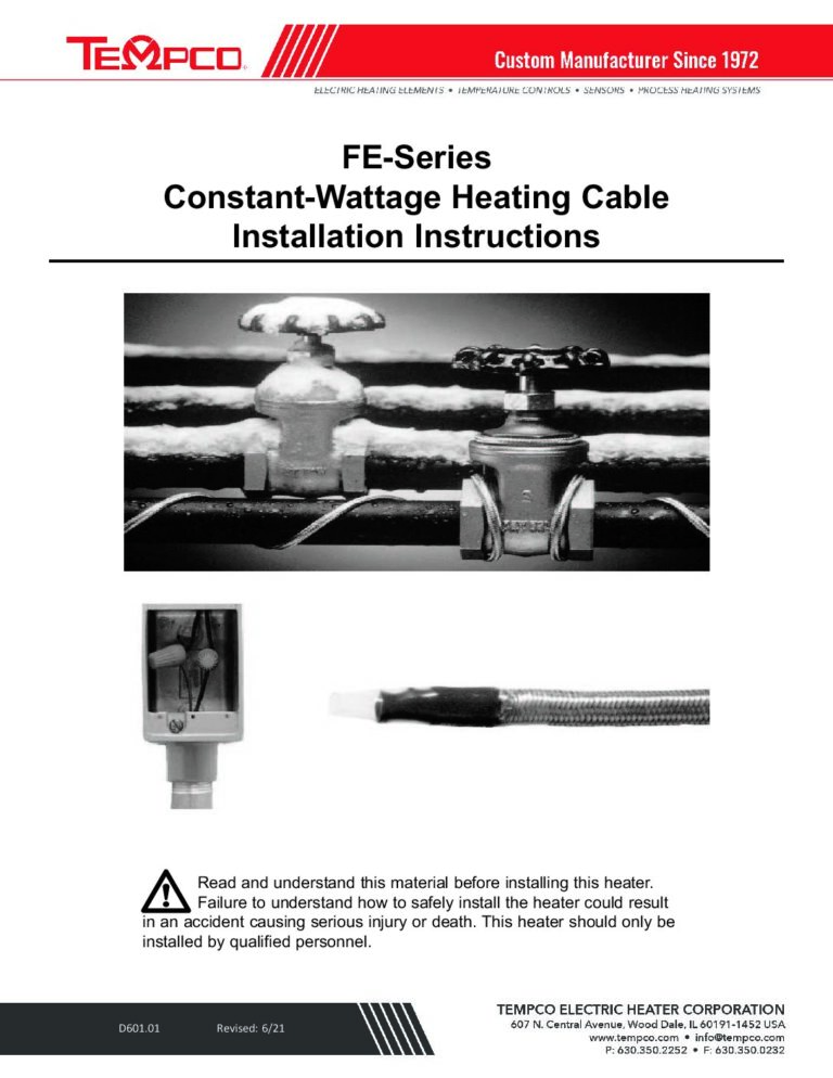 Heating Cable Installation Instructions: FE Series