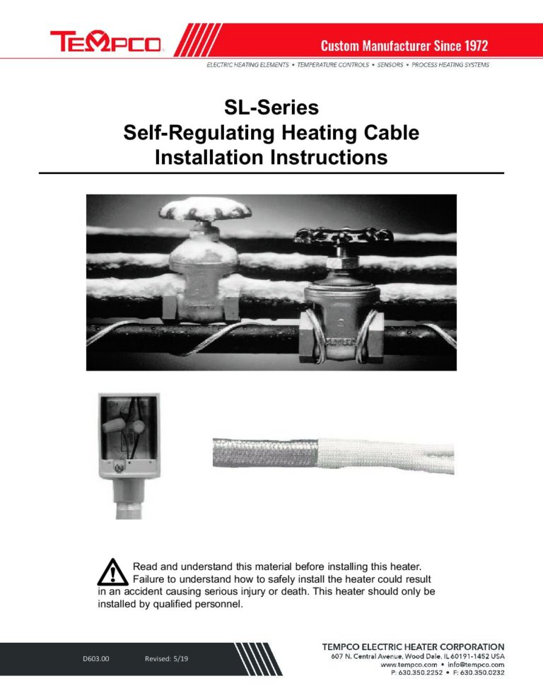 Heating Cable Installation Instructions: SL Series