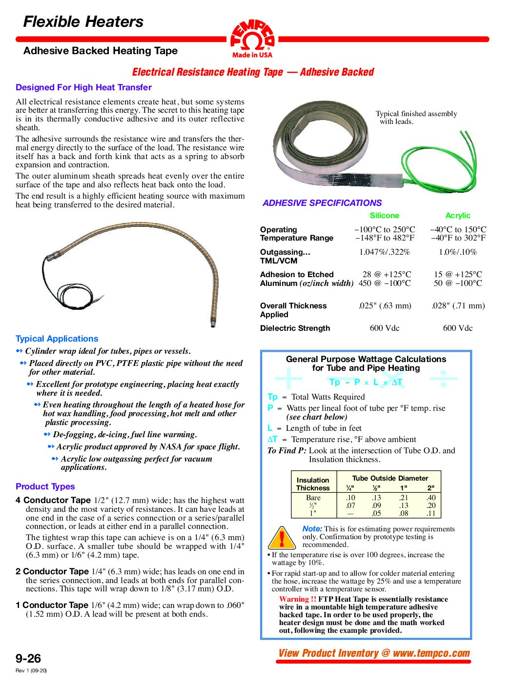 Adhesive Back Heat Tape Catalog Pages
