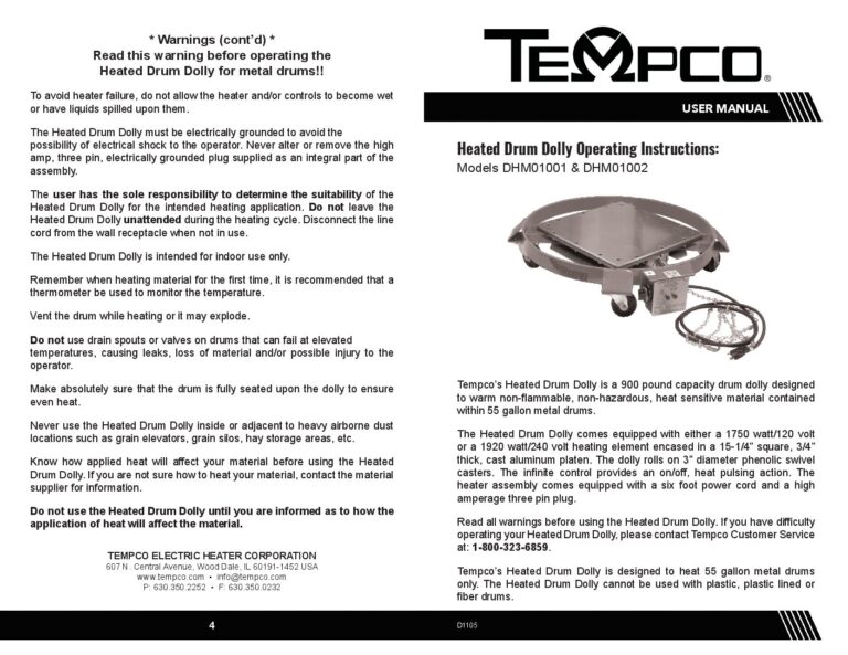 Heated Drum Dolly Operating Instructions