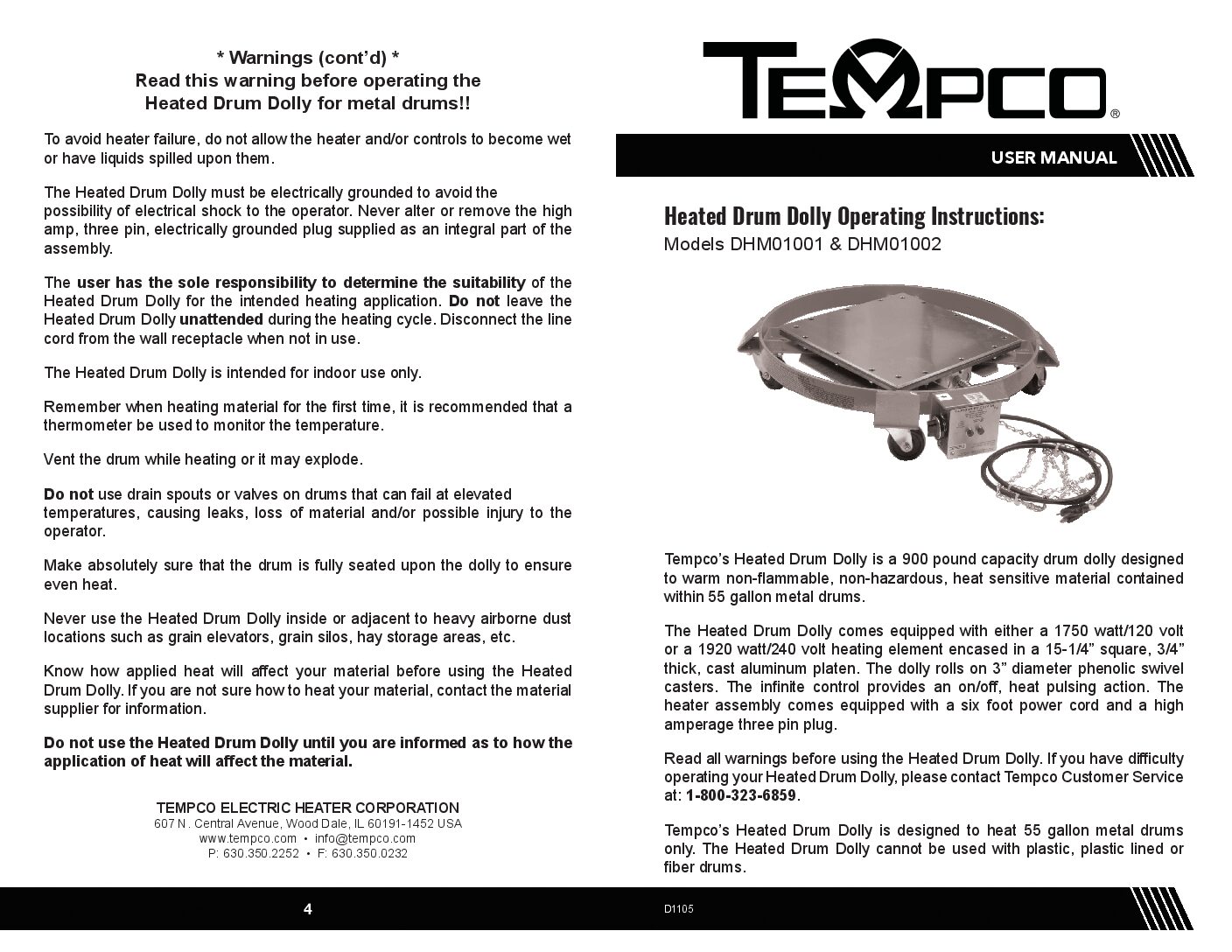 Heated Drum Dolly Operating Instructions