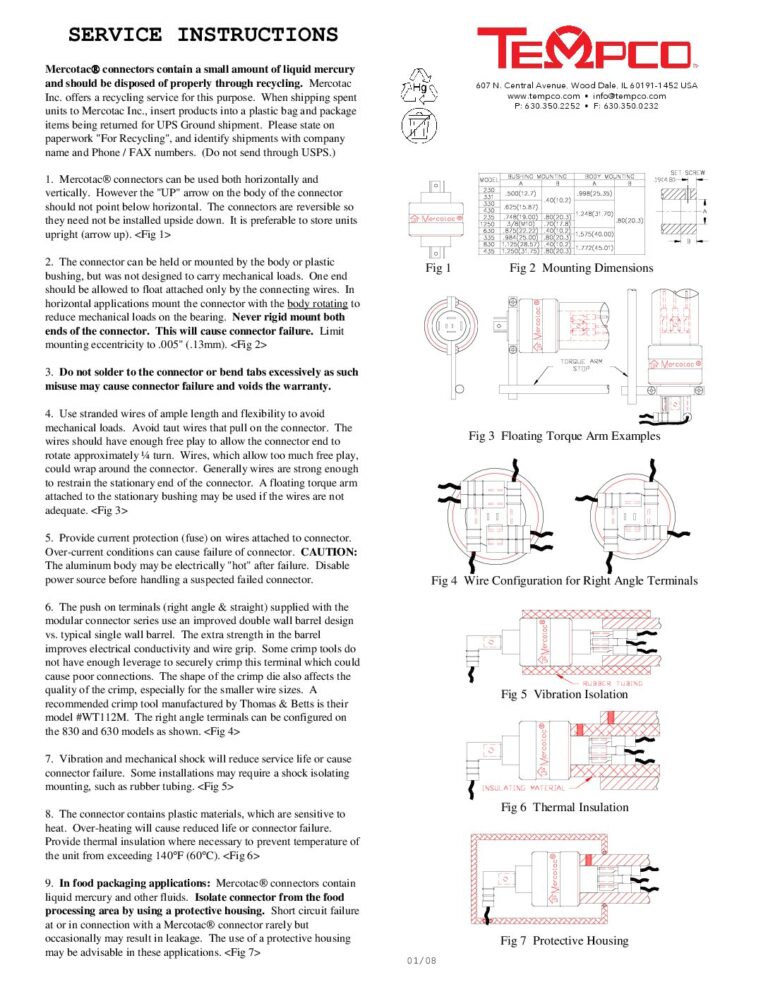Rotating Mulit-pin Electrical Connector, Modular Series Instructions