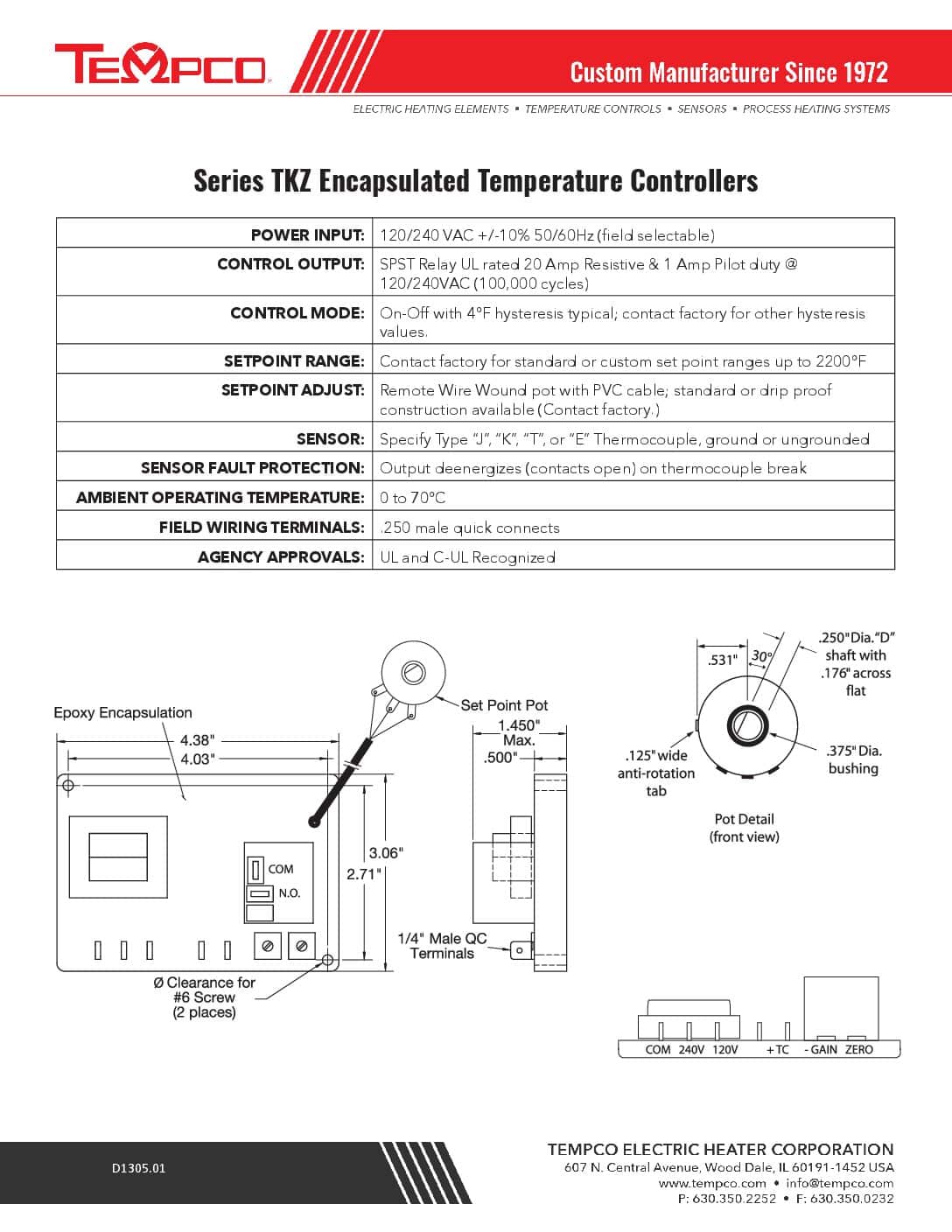 Encapsulated Temperature Controller (TKZ) Instruction Sheet